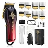 SUPRENT Hair Clippers for Barbers, Professional Barber kit with brushless Motor, Rechargeable Haircutting Kit with DIY Customizable Casing (RED)