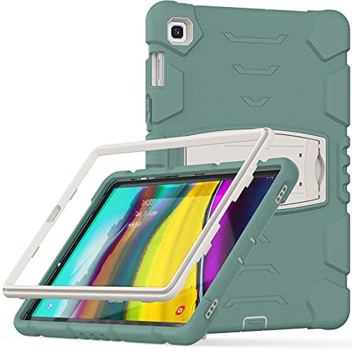 Shockproof Case for Samsung Galaxy S5E 10.5" SM-T720/T725 (2019) Kids Case, Heavy Duty TPU Hybrid Full-Body Tablet Case with Kickstand,Emerala Green