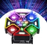 6-Arm Moving Head Beam Light, 120W RGBW+CCT DJ Stage Spotlight with 540° Spin, DMX512 & Sound Activated, Remote Control Mini LED Effect Light for Party Club Wedding (Black 2)