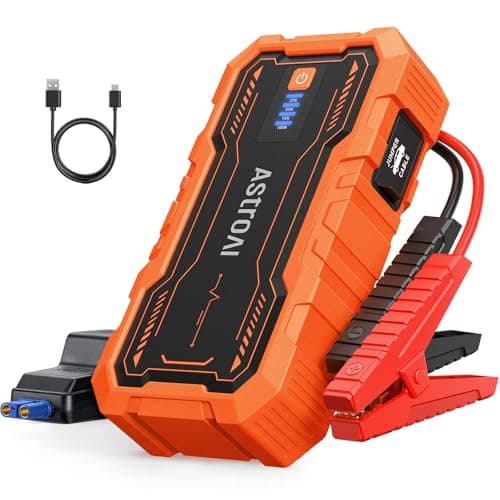 AstroAI S8 Pro Car Battery Jump Starter, 3000A Peak Jump Starter Battery Pack for Up to 9.0L Gas & 7.0L Diesel Engines, 12V Portable Jumper Box with 3 Modes Flashlight and Jumper Cables，Orange