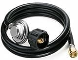 DOZYANT 5 Feet Universal QCC1 Low Pressure Propane Regulator Grill Replacement with 5 FT Hose for Most LP Gas Grill, Heater and Fire Pit Table, 3/8 inch Female Flare Nut
