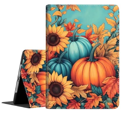 Yuxcfhjfe Case for 9.7 Inch 2017 2018/Ipad air/Ipad Air 2， Auto Sleep/Wake Multi-Angle Viewing Slim Folio Stand Cover Case for Ipad 6th/5th Generation, Autumn Pumpkin Maple Leaves