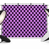 Purple Black Plaid Backdrop 12x8ft Farmhouse Rustic Abstract Checkered Photography Backdrop Photoshoot Background Tapestry Banner for Birthday Baby Shower Decoration Party Video Photo Studio Props