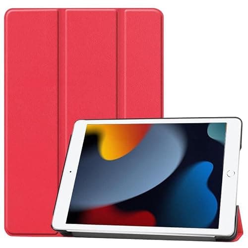 CoreParts Cover for iPad 6/7/8 2019-2021 for iPad 7/8/9 (2019-2021), COREPARTS SPARES (for iPad 7/8/9 (2019-2021) 10.2inch Tri-fold Caster Hard Shell Cover with Auto Wake Function - Red)
