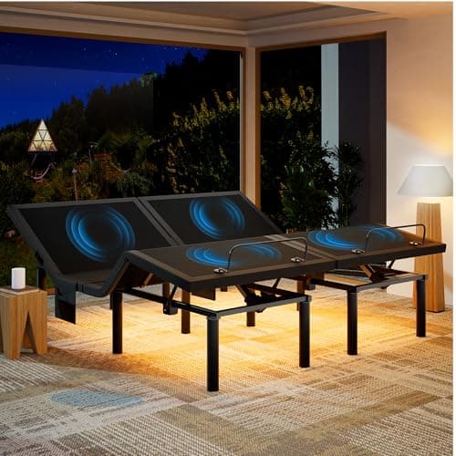 Marsail NS1 Split King Adjustable Bed Base with Massage- Smart Dual Motor Bed Frame with Wireless Remote, 3-Min Assembly, 4 USB Ports, Zero Gravity & Anti-Snore Mode