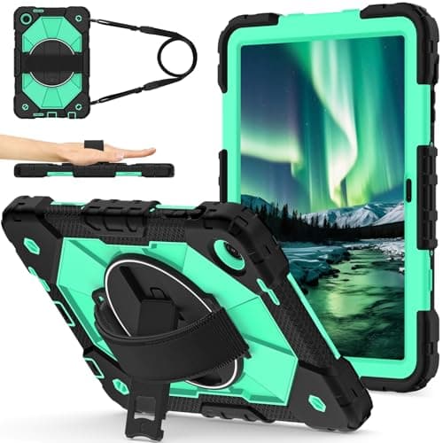 for T-Mobile Revvl Tab 2 2025 Released 10.1 inch Shockproof Heavy Duty Case Hybrid Silicone PC Cover with 360° Rotating Stand,Anti-Scratch, Adjustable Shoulder(Mint Green)