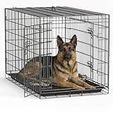 FDW Extra Large Dog Crate Dog Kennel Cage with Double Door,48 inch Folding Metal Wire Dog Cage with Removable Tray&Divider Panel,Pet Crate for Large Dogs,Black