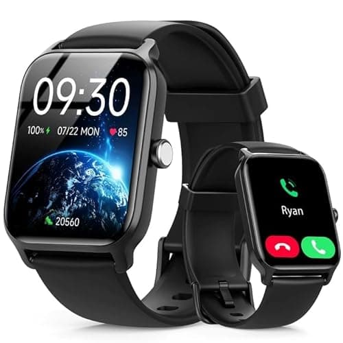 Tensky Smart Watch for Women/Men, 1.85'' HD Fitness Tracker for iPhone/Android/Samsung (Answer/Make Call), Built-in Alexa, Sleep/Heart Rate/SpO2 Monitor, 101+ Sport Modes, 2ATM Waterproof, Pedometer