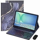 VLEAQC Keyboard Case for Samsung Galaxy Tab S10 FE/S10 Lite/S9 FE 10.9″ 2025/Galaxy Tab S9 11 Inch 2023, Mouse and Detachable Bluetooth Backlit Keyboard, Folio Cover with Pen Holder (Black Marble)
