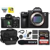 Sony a7 III Full-Frame Mirrorless Interchangeable-Lens Camera (Body Only) with 3-Inch LCD, Body Only,Base Configuration + Spare Extra Reaplcemt Battery + 128GB Card + Camera Case