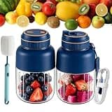 1300ML Wireless Juicer Cup, 180w Portable Wireless Juicer With 38 Blades, Usb Rechargeable Cordless Blender For Fruits Vegetables, On-The-Go Fresh Juice Cup (2PC Blue)
