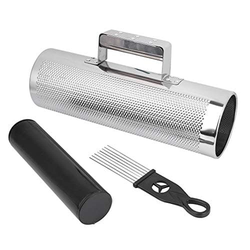 Metal Guiro with Scraper Black Cylinder Sand Shaker Hand Percussion Instrument Kit Durable Professional Amateur Performance Stainless Steel