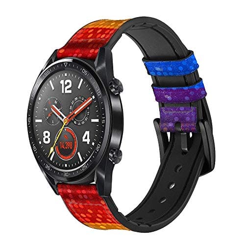 CA0404 Rainbow LGBT Pride Flag Leather & Silicone Smart Watch Band Strap for Wristwatch Smartwatch Smart Watch Size (22mm)