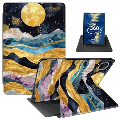 GFRGTFHYT for iPad Pro 11 Inch Case (M4, 5th Generation 2024) with 360 Degree Rotating Swivel Slim PU Leather Shockproof Adjustable Stand Smart Cover with Auto Wake/Sleep, Mountain Forest Landscape