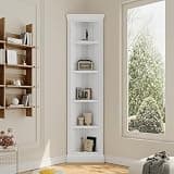 Merax 83.4" Corner Bookshelf with Adjustable Shelves,5 Tier Display Shelf