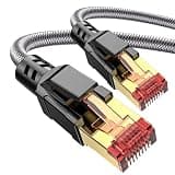 Ltemziiy Cat 8 Ethernet Cable 15 ft, 40Gbps 2000Mhz High Speed Gigabit LAN Internet Cables,RJ45 Patch Cord Braided Round S/FTP Network Cable,for Smart Home,Office,Gaming,Modem, Router