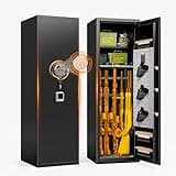 Leariso [No Assembly Required] Gun Safe for Rifles and Pistols, 10-12 Gun Cabinets for Rifles and Shotguns, Fast Biometric Fingerprint Long Gun Locker for Home & Hunting for Enthusiasts 57" High