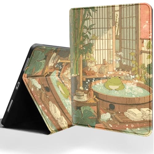 DSRGRGFDJ Tablet Case for iPad Air 13 Inch (M3 2025/M2 2024),iPad Pro 12.9 (6th/5th Gen 2022/2021),Auto Wake/Sleep and Multi-Angle Adjustable Stand Cover - Frog Hot Spring