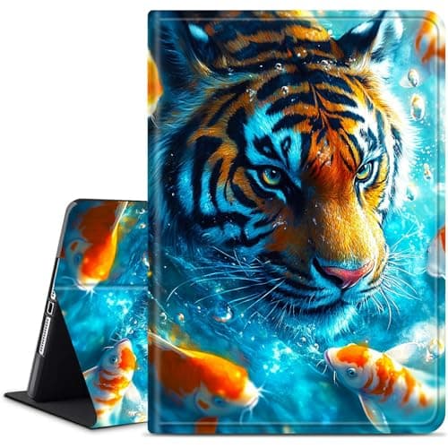 Dikoer for Samsung Galaxy Tab A 8.0 Inch 2019 Model SM-T290/T295 Tablet Case, Slim KickstandStand Leather Smart Cover with Auto Wake/Sleep, Fish Tiger