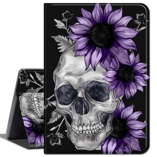 Case for Lenovo Tab M10 Plus (2020 2nd Gen) TB-X606F / TB-X606X 10.3 inch,Slim Lightweight Smart Shell Stand Cover with Auto Wake/Sleep Case for Lenovo M10 Plus 10.3 inch,Skull Purple Sunflowers