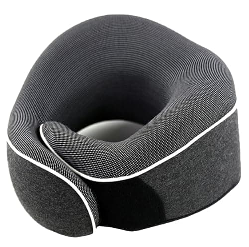 NNZQNNE Travel Neck Pillows,100% Memory Foam Filling,Travel Pillows for Airplanes,Compact and Ergonomic Design,for Long Flights,Cars,Trains Office & Home Comes with a Travel Bag (Dark Gray)