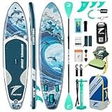 TIDETREK 11'/11'6" x 33"/34" x 6" Inflatable SUP Paddle Board – Extra-Wide, Stable Stand Up Paddle Board with Premium Full Accessory Set for Adults & Youth (Ocean Spirit/Kayak Seat, 11'x33 x6)