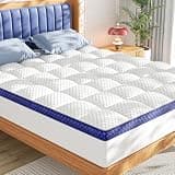 BEDELITE Queen Mattress Topper 3 Inch Thick Mattress Pad, Plush Pillow Top Bed Cover with Elastic Deep Pockets Up to 6-24 Inch for Pressure Relief, Shredded Memory Foam Filling