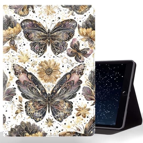 CMZLFHKO Tablet Case for iPad mini 6 Case 8.3 Inch 2021,Shockproof Protective Cover with Stand,Auto Wake/Sleep,Black Gold Butterfly Flower