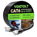 Cat 6 Outdoor Ethernet Cable 125 ft, VOIETOLT Pure Copper High Speed Internet Cable Shielding 10Gbps 550Mhz, Direct Burial Waterproof Network Lan Cable, Ethernet Cord UV LLDPE, Support POE FTP 40 Ties