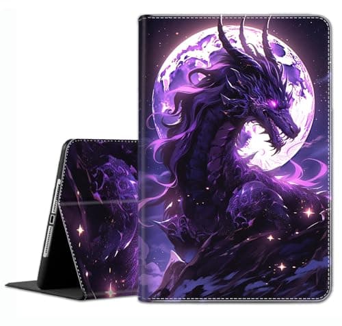 Case for iPad A16 11th Gen 11 Inch (2025), 10th Gen 10.9 Inch (2022) Model A3354, A3355, A3356, A2696, A2757, A2777 ，Slim Fit Standing Cover with Auto Sleep/Wake，Purple Dragon Moon