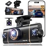 XYGCACO 4 Channel 360° Dash Cam Front Rear Inside and Left Right, 4K+1080P*3 FHD Car Camera, 5GHz WiFi and App Control, 24H Parking Mode, 8 IR Lamps Night Vision, Includes 64GB SD Card, Black