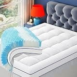 Twin XL Dual Layer 4 Inch Memory Foam Mattress Topper, Relax Body, Relieve Pain and Aid Sleep - 2 Inch Fluffy Pillow Top Twin XL Mattress Topper and 2 Inch Cooling Gel Memory Foam, 2X Support