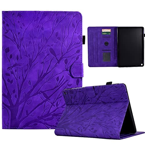 Tablet Protective Case Cover For Kindle Fire HD 10 & Fire HD 10 Plus Case 2021 Release) 10.1inch Leather Case,Case Drop-Proof Cover Protective Cover with Card Slot/Auto Sleep Wake(Purple)