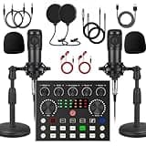 V8s for 2, V8s Voice Changer with BM-800 Podcast Microphone Bundle - Studio Condenser Microphone Perfect for Podcasting, Recording, Singing, Streaming and Gaming