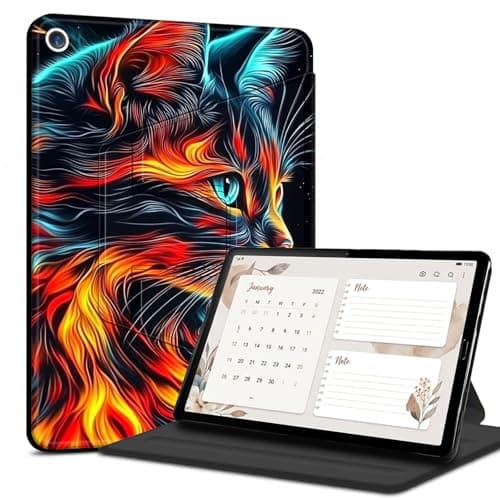 Case for iPad 9th/8th/7th Gen 10.2 Inch (2021/2020/2019), 360° Rotating Slim PU Leather Folio Stand Cover, Lightweight Smart Enclosure with Auto Wake/Sleep for Women Girls, Colorful Cat
