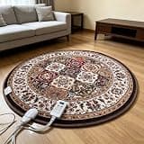 Round Heated Mats Floor, Non-Slip Carpet Area Pad, Adjustable Temperature & Timer, Heating Carpet Space for Living Room Office Play Room