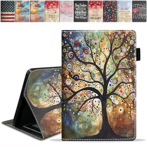 FQTBCEARI Designed Case for All-New Amazon Kindle Fire 7 Tablet (7", 12th Generation, 2022 Release), Slim PU Leather Cover with Card Slot & Auto Wake/Sleep, Life Tree