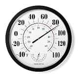 Indoor Outdoor Thermometer Wall Large Numbers Thermometer No Battery 10" Hanging Digital Weather Hygrometers for Home Garden Outside Patio Decor (Black)