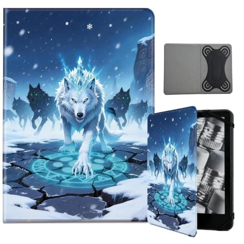 NLZQTTBD Universal Case for 6-7 Inch Tablet eReader - Premium PU Leather Cover,Compatibility 6",6.8",7" Case for Kindle/Kobo/Nook/Tolino/Pocket Book E-Book Tablet - Wolf