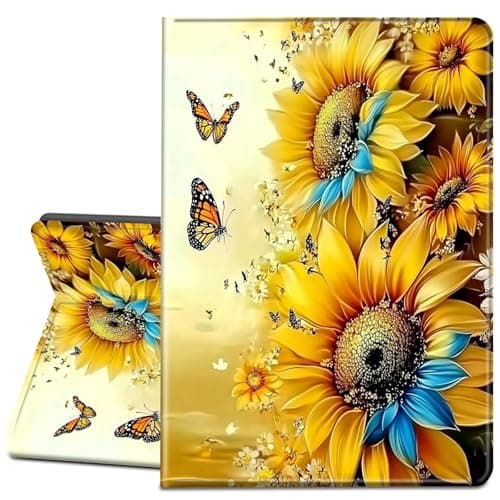 LYHXLYJH for iPad (A16) 11th Generation Case 11" 2025,for iPad 10th Gen Case 10.9" 2022-Leather Adjustable Stand Smart Cover with S Pen Holder & Auto Wake/Sleep,Yellow Sunflower Butterfly
