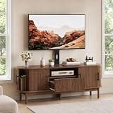 YITAHOME 60" Fluted TV Stand with TV Mount for 32-70 Inch TVs, Walnut