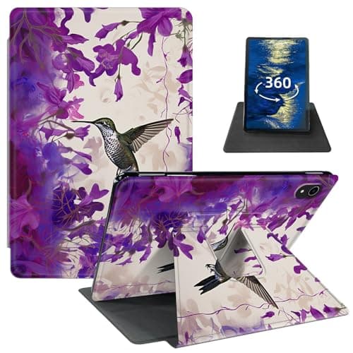 GFRGTFHYT for iPad Air 13 Inch Case M2 (2024) with 360 Degree Rotating Swivel Slim PU Leather Shockproof Protective Adjustable Stand Smart Cover with Auto Wake/Sleep for iPad Air 13,Purple Flower