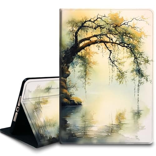 Bxgolkgd Tablet Case for Samsung Galaxy Tab A8 10.5 Inch 2022(SM-X200/X205/X207),Shockproof Stand Cover with Heat Dissipation,Auto Wake/Sleep Function,Watercolor Willow Tree Scenery