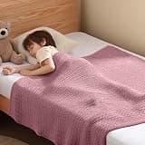 Guohaoi Knitted Weighted Blanket Kids (Muted Pink 36"x48" 5lbs) No Beads Cooling Heavy Blanket, Home Decor Breathable Chunky Knit Throw Blanket for All-Season Use