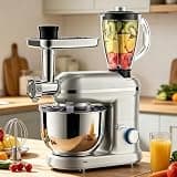 Stand Mixer 5-in-1, 5.5L Electric Tilt-Head with 6-Speed, Pulse Control, Dough Hook, Flat Beater, Wire Whisk, Meat Grinder, Blender for Juices
