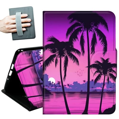 for iPad Pro 12.9 Inch Case 2022/2021/2020(6th/5th/4th Gen),with Hand Straps and Auto Wake/Sleep Leather Slim Multiple Angles Stand Smart Cover for iPad Air 13 inch 2024,Palm Trees Sunset Tropical