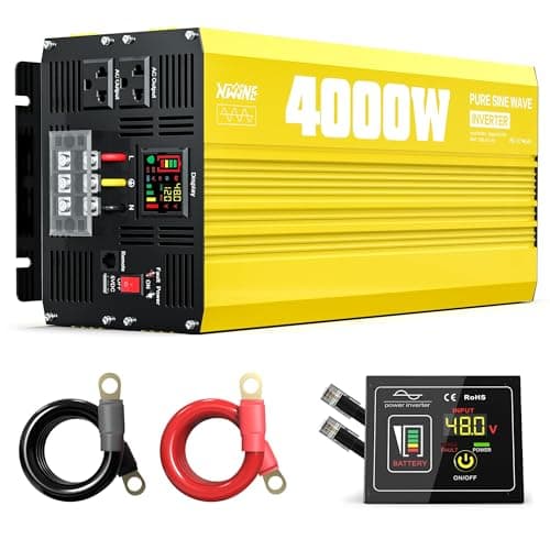 XWJNE 4000W Pure Sine Wave Power Inverter 48V DC to 120V AC Converter with LED Display and Remote Controller for Home, Car,RV, Truck, Off-Grid Solar Power