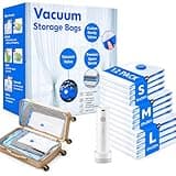 12-Pack Vacuum Storage Bags with Wireless USB-C Electric Pump | Heavy Duty Multi-Size Compression Bags for Clothes, Bedding & Home Storage