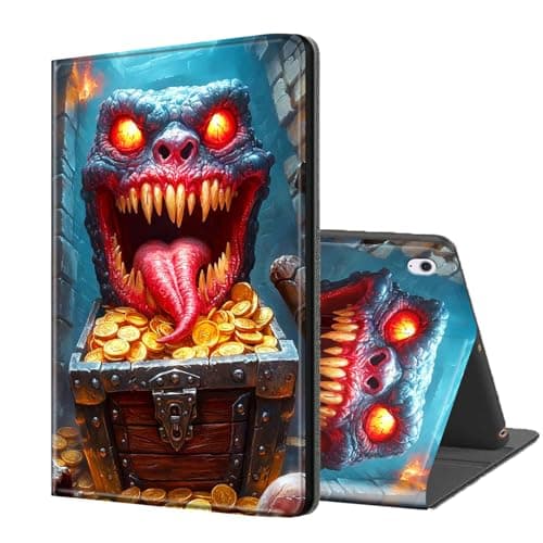 ETLKJVBL for iPad 10th Generation Case, Stand Cover Multi Angle Viewing, Auto Sleep/Wake, Monster Guarding Treasure Chest Exquisite Leather for iPad Case 10th Generation 10.9 Inch