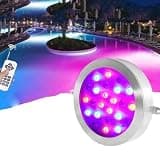 FDWXHZJL RGB Submersible Fountain Light - LED Pool Wall Light, 12V IP68 Waterproof Recessed Spotlight, Stainless Steel Landscape Lighting(15W(12v))